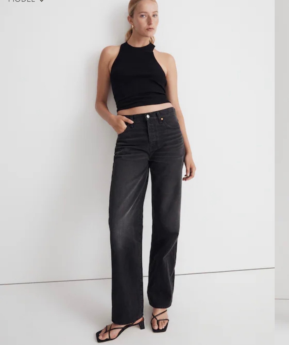 Madewell Low-Slung Straight Button Fly Black Jeans, Size 30, Dm7169, Nm209